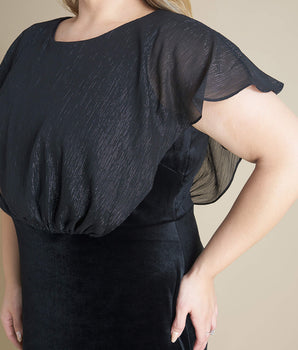 Daphne Black Velvet Popover Dress