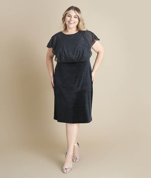 Daphne Black Velvet Popover Dress