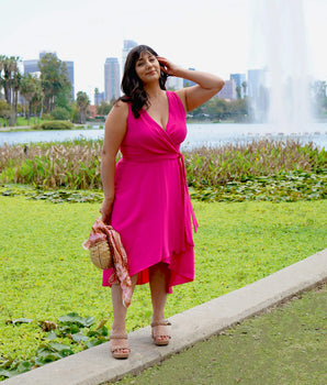 May Bright Fuchsia Asymmetric Dress