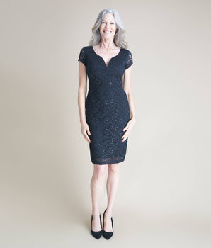 Gracie Black Sequin Lace Dress