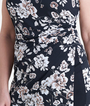 Liz Taupe Floral Sleeveless Bodycon Dress