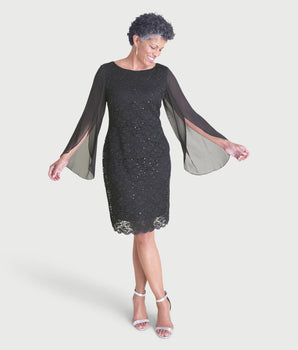 Stevie Black Sequin Lace Dress