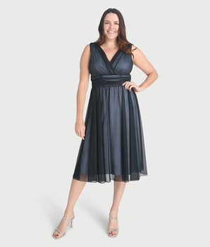 Cora Sky Sleeveless A-Line Midi Dress