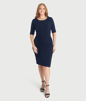 Lisa Navy Faux Wrap Dress