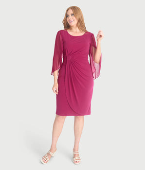 Lisette Deep Fuchsia Faux Wrap Dress