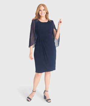 Lisette Navy Faux Wrap Dress