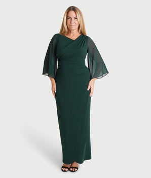 Carrie Hunter Green Asymmetrical Floor Length Dress