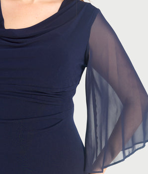 Tina 2.0 Navy Cowl Neck Dress