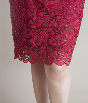 Stevie Scarlet Red Sequin Lace Dress