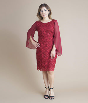 Stevie Scarlet Red Sequin Lace Dress