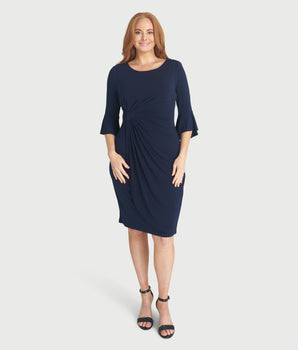 Lisa 2.0 Navy Faux Wrap Dress