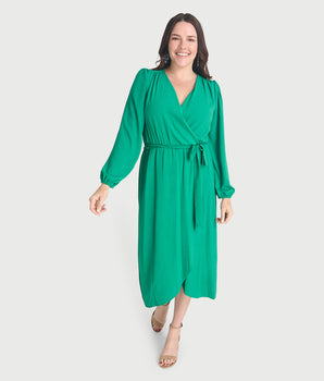 Shannon 2.0 Green Midi Wrap Dress