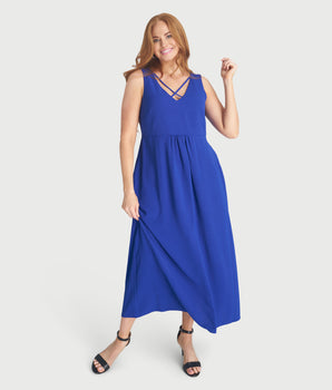 Devinah Sapphire X-Neck Maxi Dress