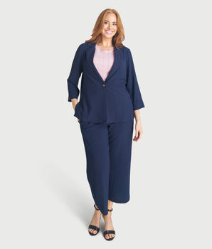 Brooke Navy Jacket & Cropped Pants Set