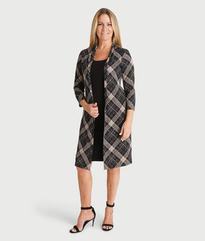 Monica Camel Plaid Jacket Dress