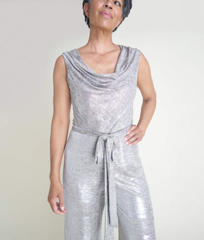 Uptown Flax Foil Print Jumpsuit