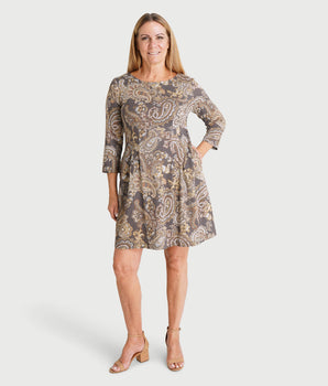 Maggie Charcoal Paisley Sweater Dress