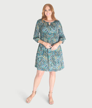 Macey Mallard Paisley Keyhole Dress