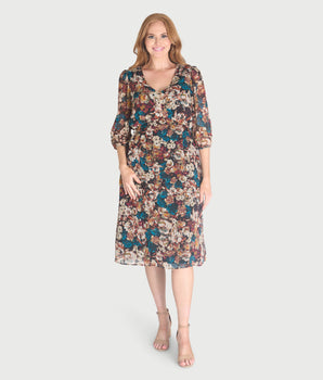 Mindy Mallard Floral V-Neck Dress