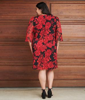 Stevie Red Floral Sheath Dress